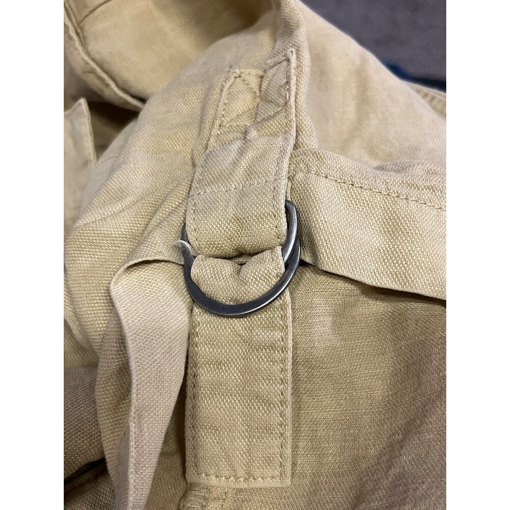 Nicole Miller Linen Blend Cropped Pants Womens L Tan Drawstring Used - Picture 6 of 16